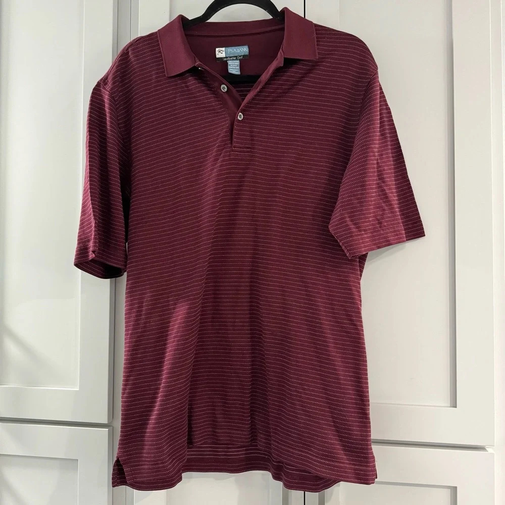 Jos A Bank Burgundy Ledbetter Golf Shirt 100% Cotton Small Stays Cool Technology